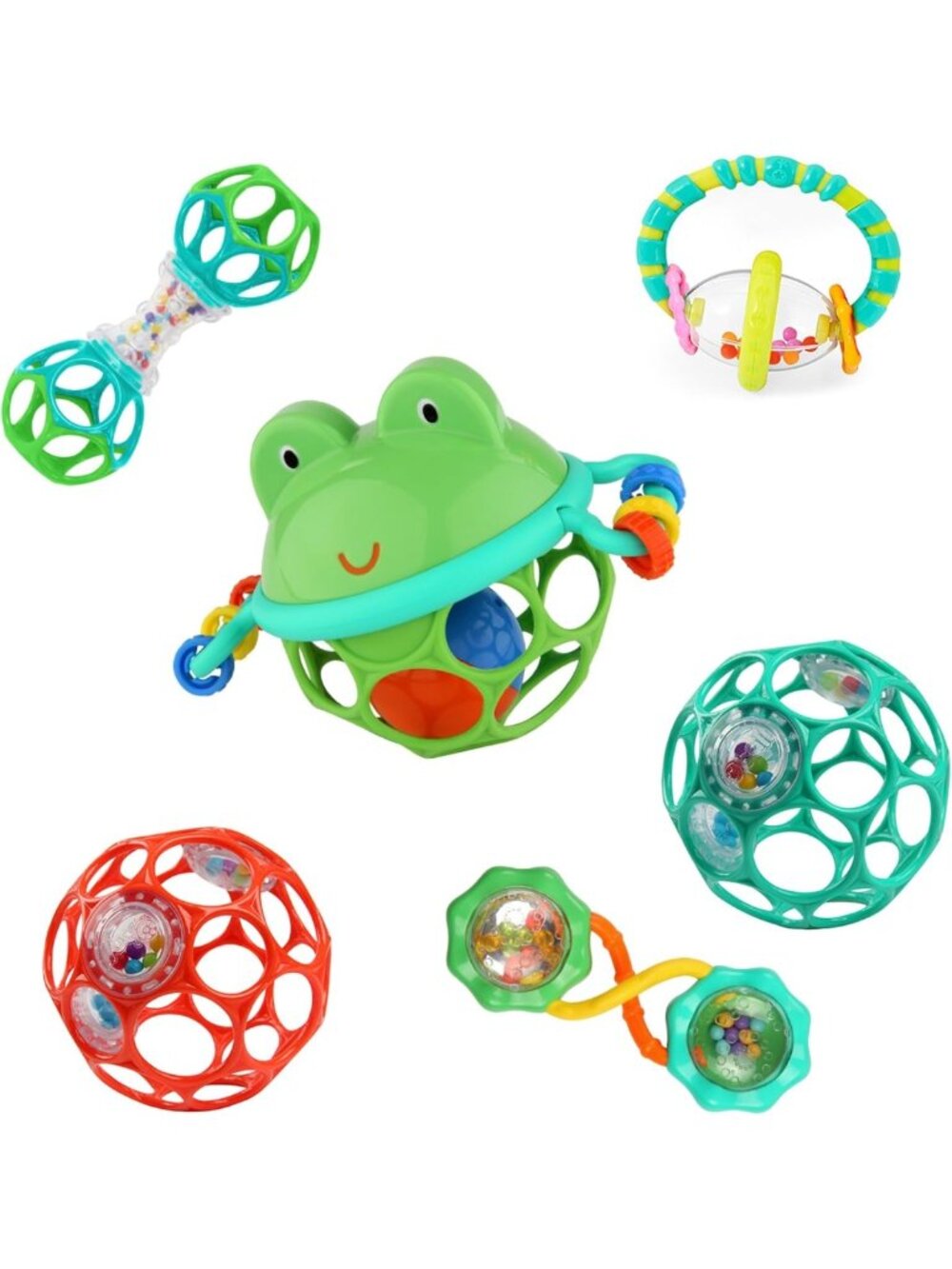 6pc Baby Rattle & Teether Gift Set - Easy-Grasp Balls, Lightweight On-The-Go